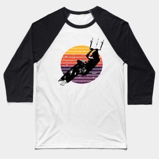 Kitesurf Action Artistic Kitesurfer Vintage Sunset Retro Sunrise Baseball T-Shirt